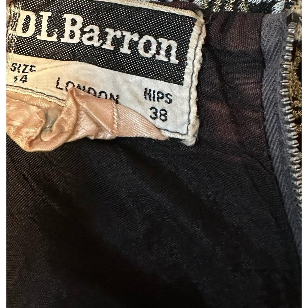 Vintage Barron London Gold Metallic Geometric Knit Drop Waist Pleated Dress 14 - Picture 12 of 13